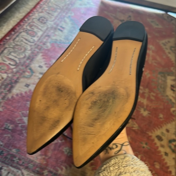 ZARA LEATHER STUDDED LACE-UP BALLERINA BLACK SHOES 37 RARE - Picture 3 of 3